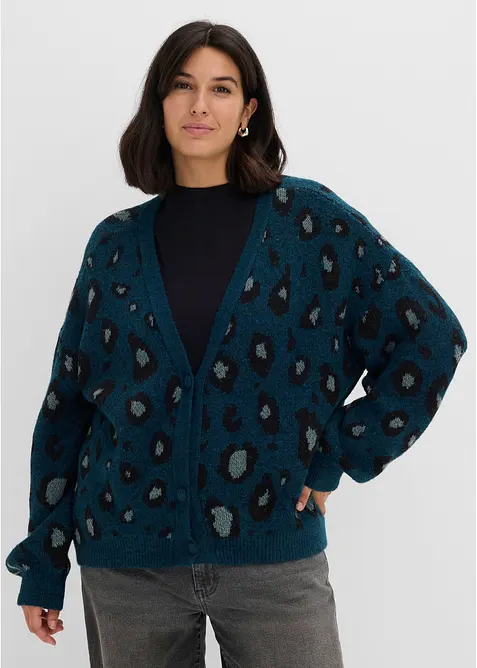 Cardigan med jacquardm&oslash;nster, bonprix