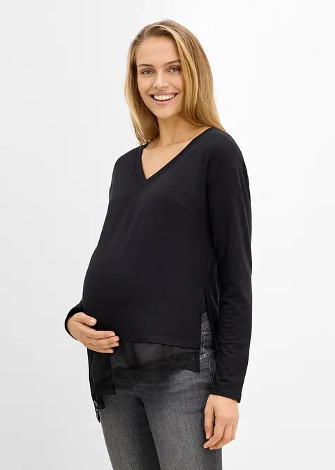 Mama topp med blonder, bonprix