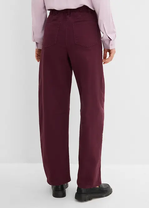 High waist barrel twillbukse i bomullsmiks, bonprix