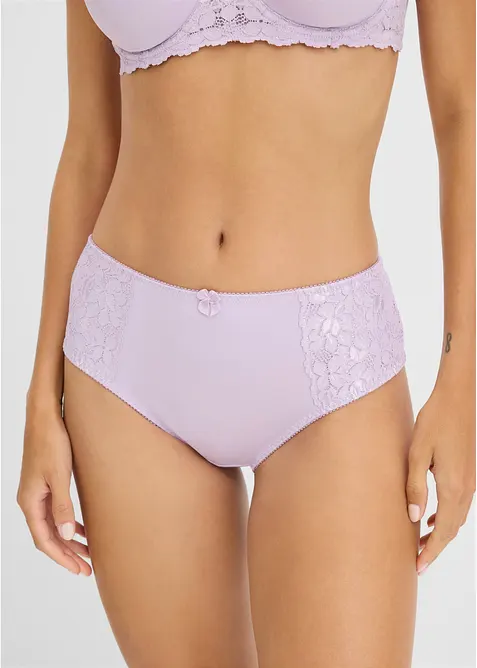 Truse med h&oslash;y midje og nydelige blonder (2-pack), bonprix