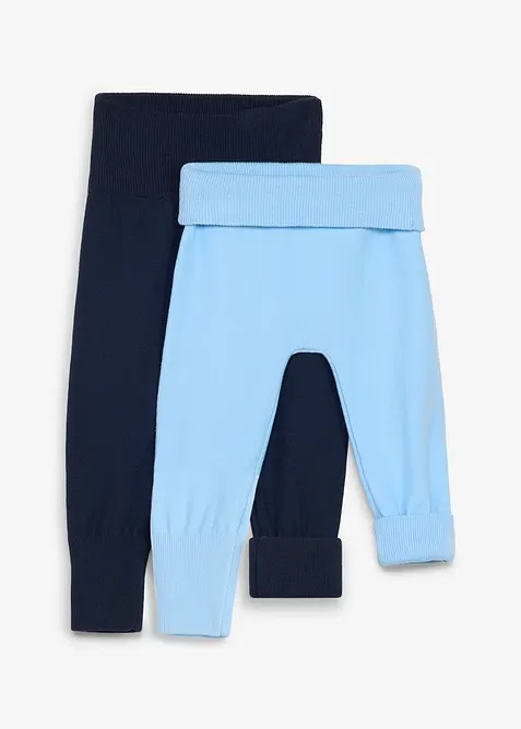 Myk strikkebukse til &aring; vokse i av bomullsmiks (2-pack), bonprix