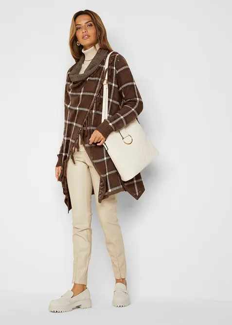 Lang cardigan med frynser, bonprix