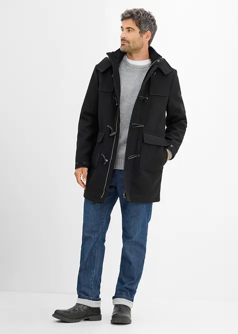 Varmende duffelcoat i ullstil, bonprix