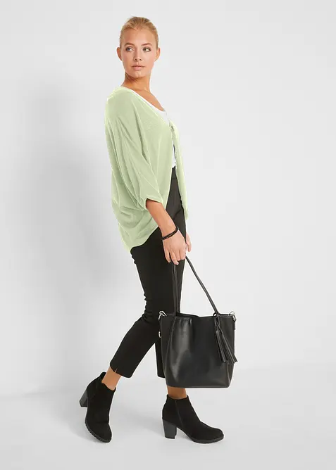 Finstrikket cardigan i 100% bomull, bonprix