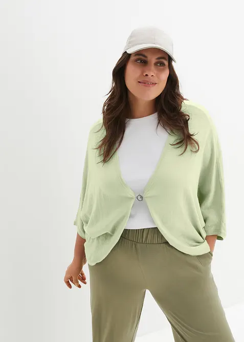 Finstrikket cardigan i 100% bomull, bonprix