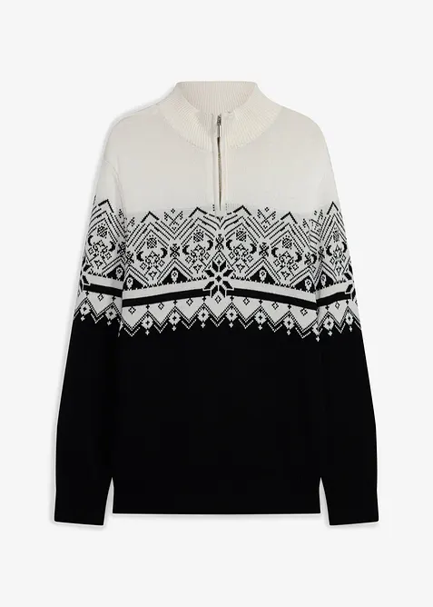 Genser i 100% bomull med kofteinspirert m&oslash;nster, bonprix