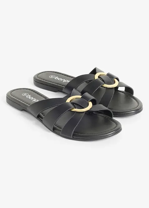 Slip-in sandaler med dekorativ ring, bonprix