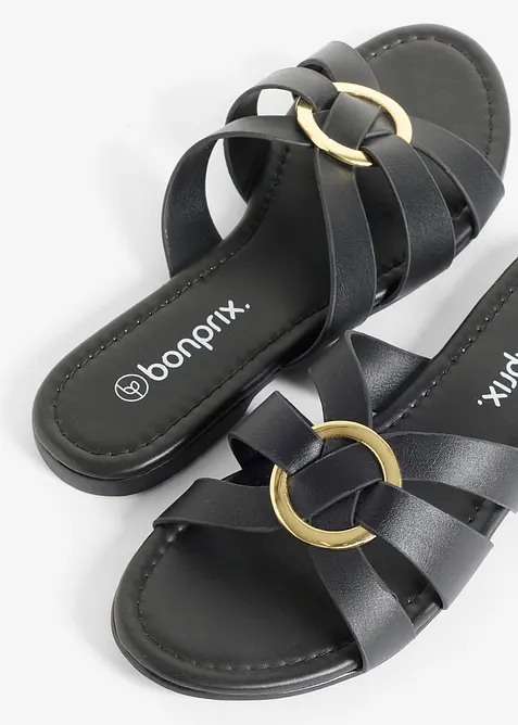 Slip-in sandaler med dekorativ ring, bonprix
