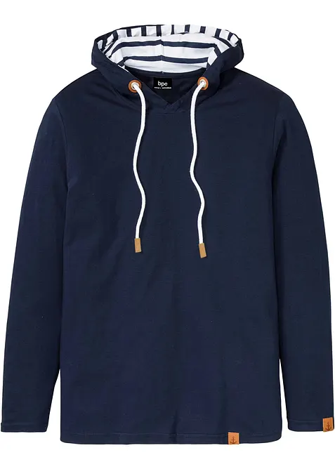 Langermet shirt med hette, av &oslash;kologisk bomull, bonprix