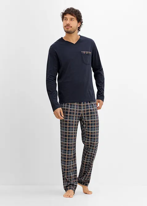 Pyjamas med &oslash;kologisk bomull og lange ermer, bonprix