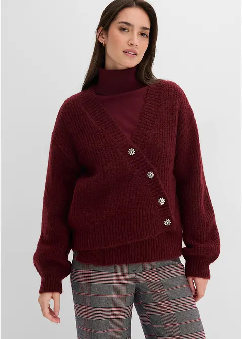 Grovstrikket cardigan i myk garnmiks med ull, bonprix