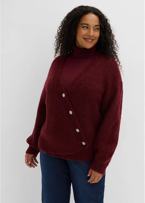 Grovstrikket cardigan i myk garnmiks med ull, bonprix