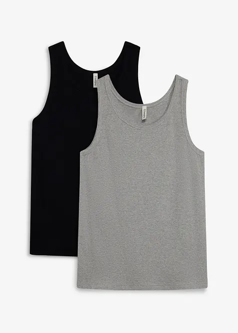 Singlet i &oslash;kologisk bomull (2-pack), bonprix