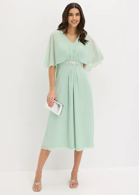 Chiffonkjole med strasspynt, bonprix