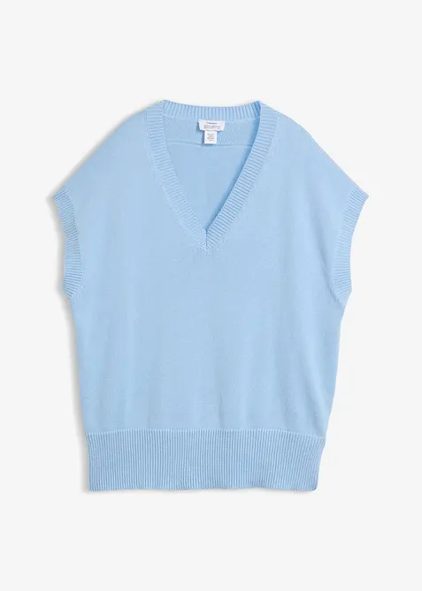 Strikkevest i 100% &oslash;kologisk bomull, bonprix
