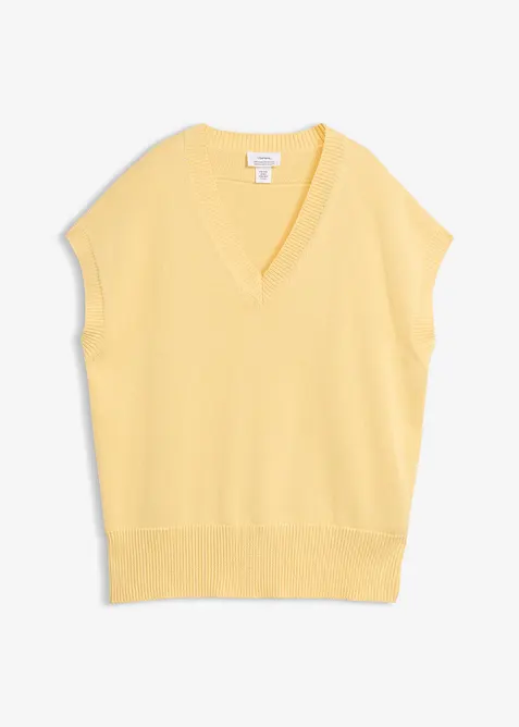 Strikkevest i 100% &oslash;kologisk bomull, bonprix