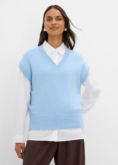 Strikkevest i 100% &oslash;kologisk bomull, bonprix