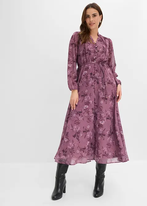 Midi chiffonkjole, bonprix