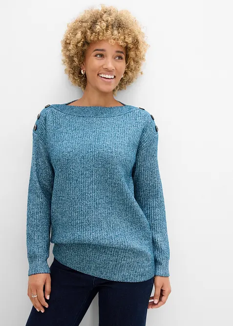 Oversized genser med knapper, bonprix