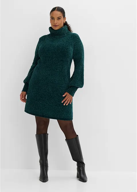 Strikket kjole i chenille av resirkulert polyester, bonprix
