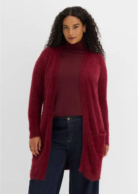 Lang strikkejakke i  fluffy stil, bonprix