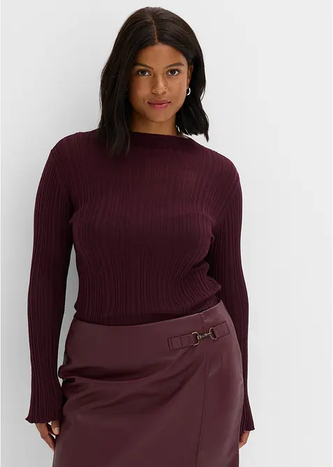 Halvtransparent, strikket topp, bonprix