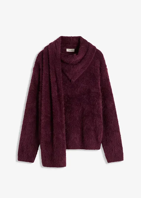 Oversized genser med skjerf, bonprix