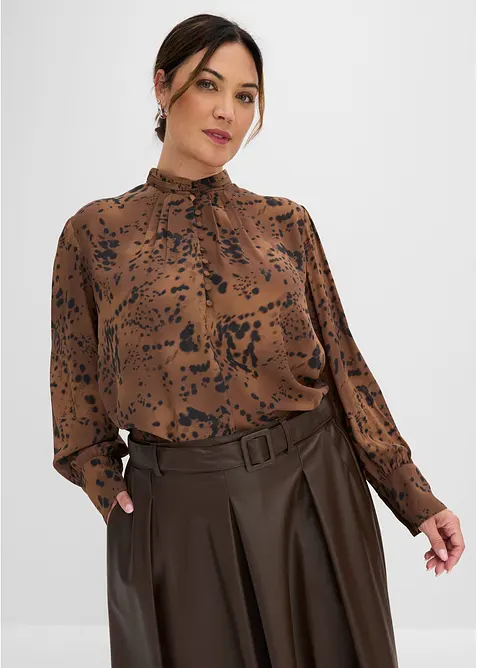 Chiffonbluse med st&aring;krage, bonprix