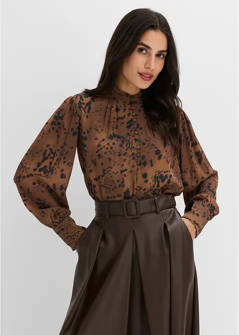 Chiffonbluse med st&aring;krage, bonprix