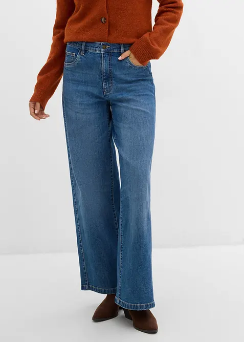 Wide leg jeans med s&oslash;mdetaljer, bonprix