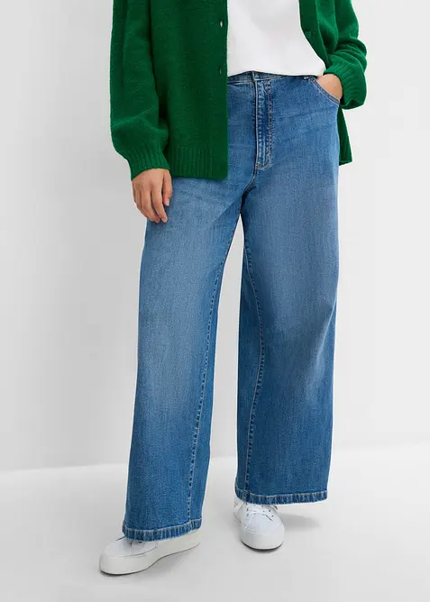Wide leg jeans med s&oslash;mdetaljer, bonprix