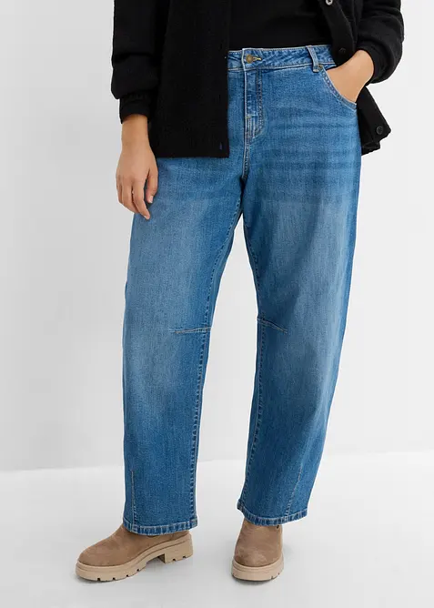 Barrel jeans mid waist, bonprix