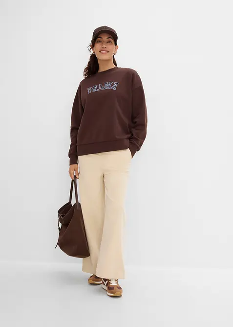 Oversized sweatshirt i bomullsmiks, bonprix