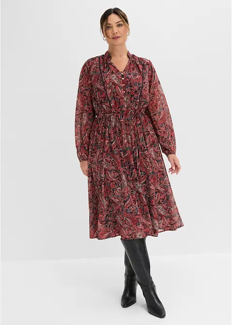 Paisleym&oslash;nstret chiffonkjole, bonprix
