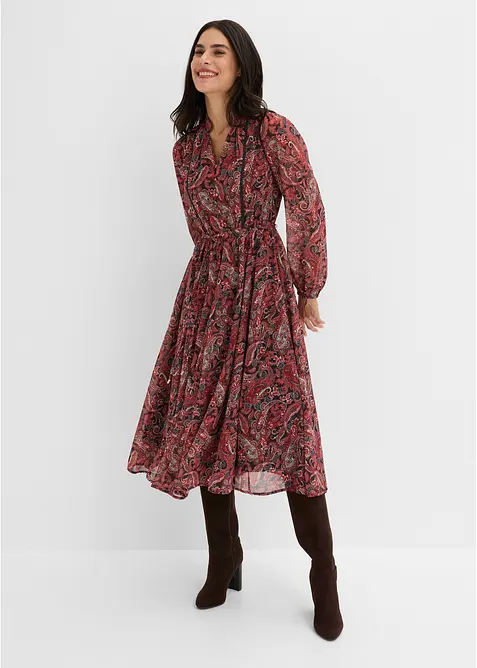 Paisleym&oslash;nstret chiffonkjole, bonprix