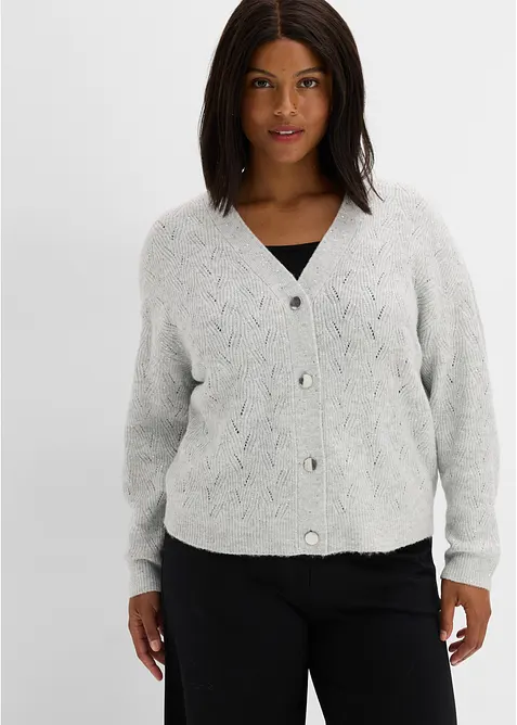 Cardigan med hullm&oslash;nster, bonprix