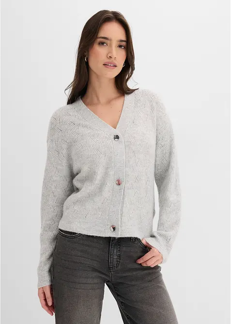 Cardigan med hullm&oslash;nster, bonprix