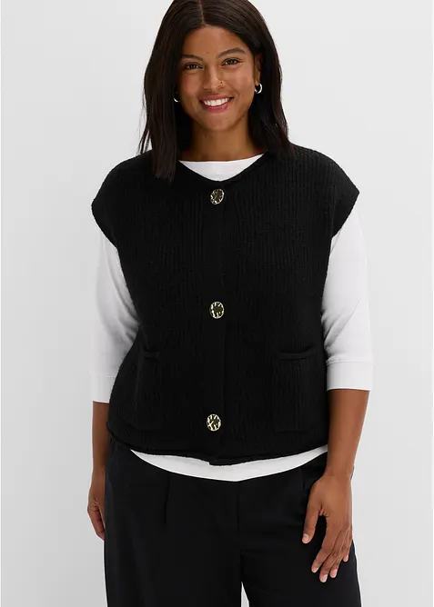 Strikkevest med dekorative knapper, bonprix