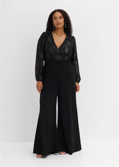 Jumpsuit med glansfullt broderi, bonprix