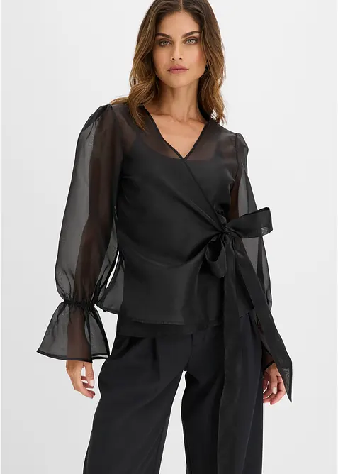 Bluse av glansfull tyll, bonprix