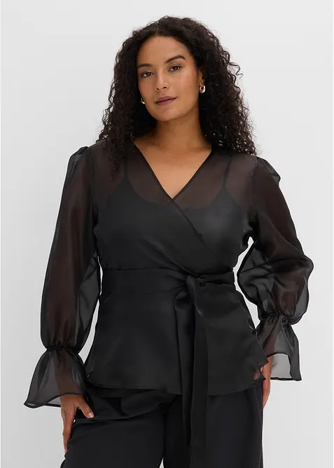 Bluse av glansfull tyll, bonprix
