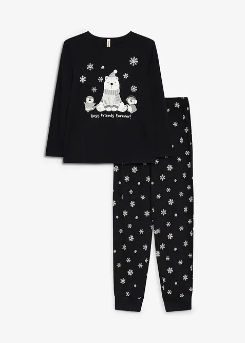 Pyjamas i 100% bomull med sovemaske, bonprix