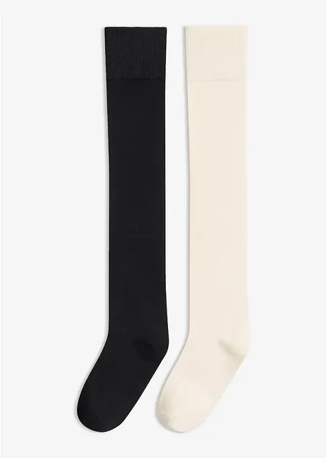 Overknee-str&oslash;mper med &oslash;kologisk bomull (2 par), bonprix
