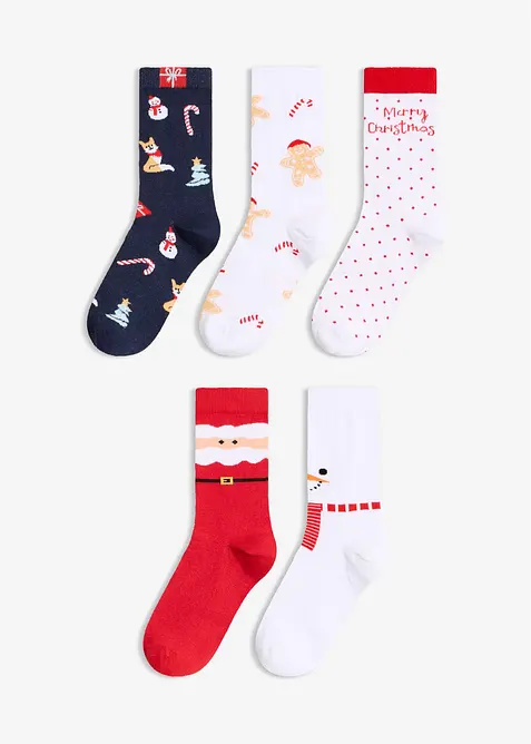 Julesokker med &oslash;kologisk bomull (5-pack), bonprix
