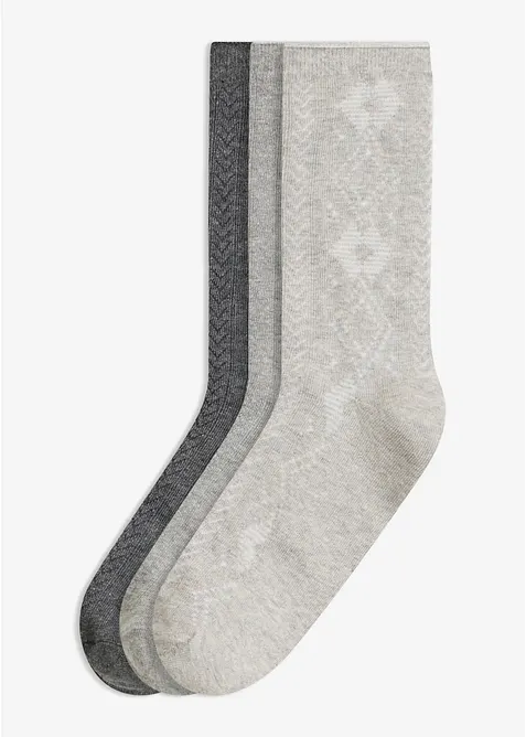 Sokker med strukturm&oslash;nster (3-pack), bonprix