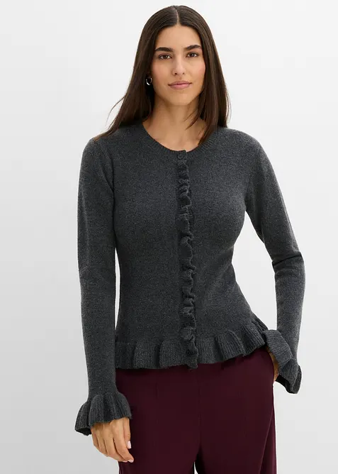 Cardigan med hullm&oslash;nster, bonprix
