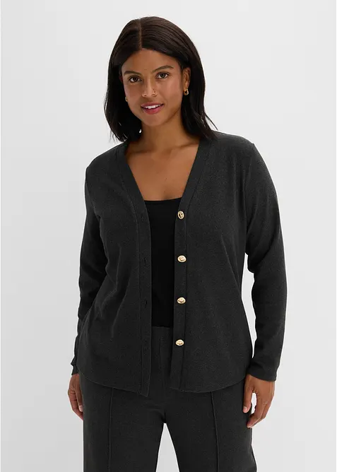 Cardigan i myk, ribbet jersey, bonprix