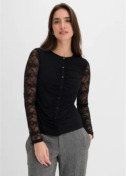 Innsvingt, langermet topp, bonprix