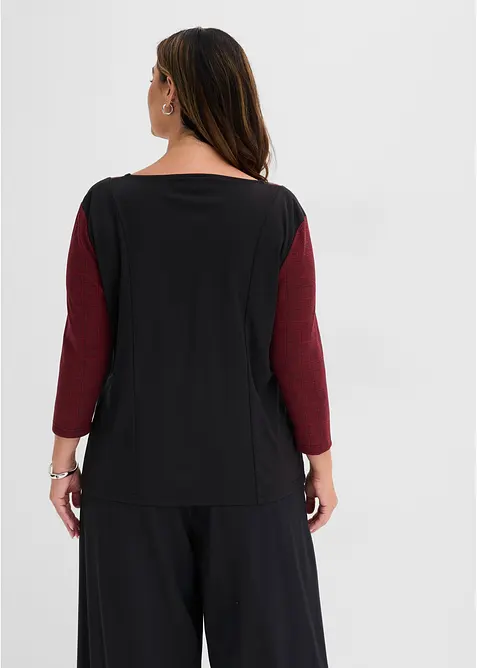 Jacquardtopp med broderi, bonprix