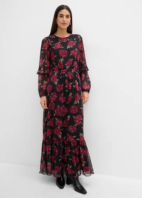 Maxikjole i myk mesh, bonprix